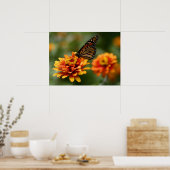 Poster Monarque sur l'affiche "Zowie" de Zinnia elegans (Cuisine)