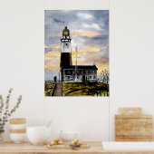 Poster monauk point phare new york peinture art (Cuisine)