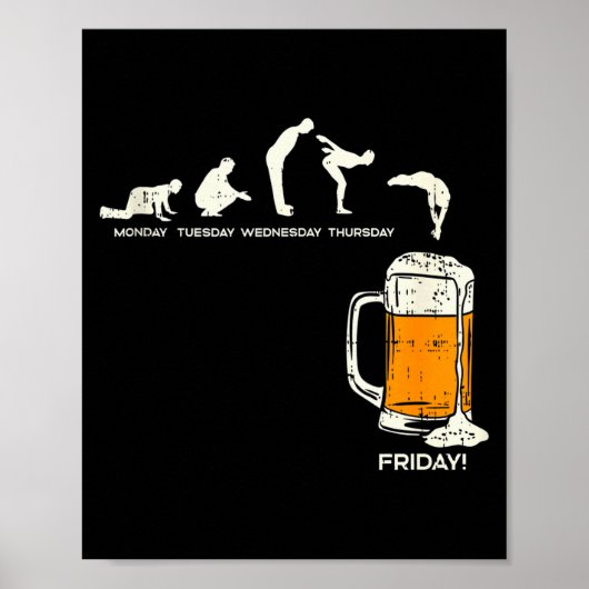 Poster Monday To Friday Beer Funny Work Week Drinking Tea (Devant)