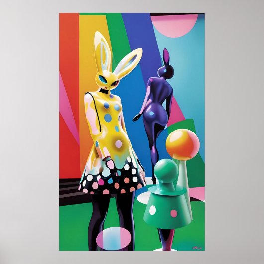Poster Monde de lapin psychédélique (Devant)