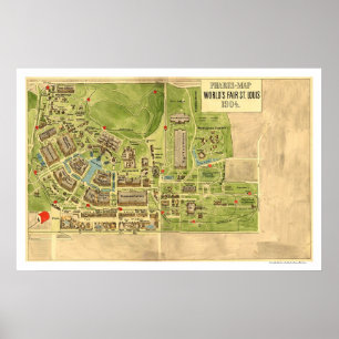 Poster Monde Fair St Louis Carte 1904