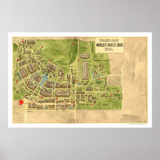 Poster Monde Fair St Louis Carte 1904 (Devant)
