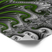Poster Monde Fantastique Art Fractal Abstrait Vert Et Gri (Coin)
