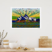 Poster Monde psychédélique : Sydney Australie Skyline A2 (Cuisine)