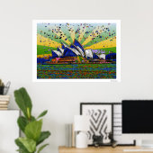 Poster Monde psychédélique : Sydney Australie Skyline A2 (Bureau à domicile)