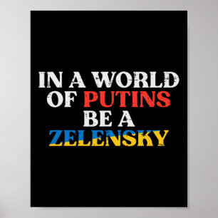 Poster Monde ukrainien de Poutine, soit Zelensky hommes u