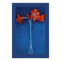 Mondrian - Amaryllis sur Arrière - plan bleu.