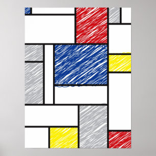Poster Mondrian Gribouillages Minimaliste Art Moderne De