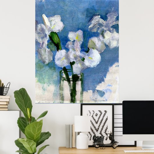 Poster Mondrian - Irises blanches (Bureau à domicile)