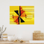 Poster Mondrian moderne art Abstrait fractal (Cuisine)