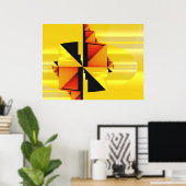 Poster Mondrian moderne art Abstrait fractal (Bureau à domicile)