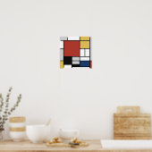 Poster Mondrian Peinture Rouge Plane Jaune Noir Gris Bleu (Cuisine)
