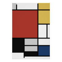 Mondrian Peinture Rouge Plane Jaune Noir Gris Bleu