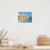 Poster MONEMVASIA GRÈCE Ile Art Voyage Illustration (Cuisine)