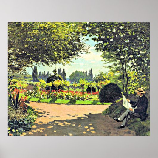 Poster Monet - Adolphe Monet Lecture dans le jardin (Devant)