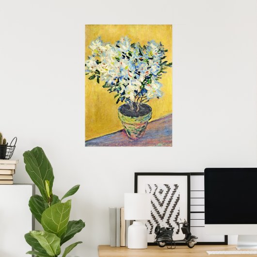 Poster Monet - Azalées blanches dans un pot, (Bureau à domicile)