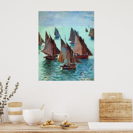 Poster Monet - Bateaux de Pêche, Mer Calme, (Cuisine)
