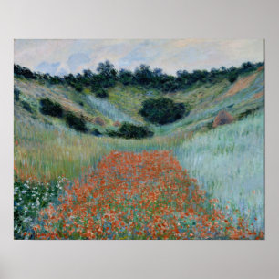 Poster Monet - Champ de coquelicots dans un creux près de