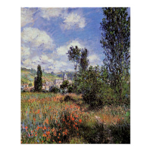 Poster Monet - Chemin dans le champ de coquelicots,