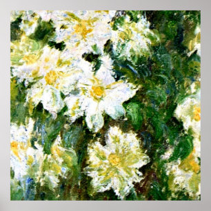 Poster Monet - Clematis blanc, célèbre peinture florale