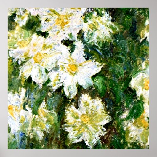 Poster Monet - Clematis blanc, célèbre peinture florale (Devant)