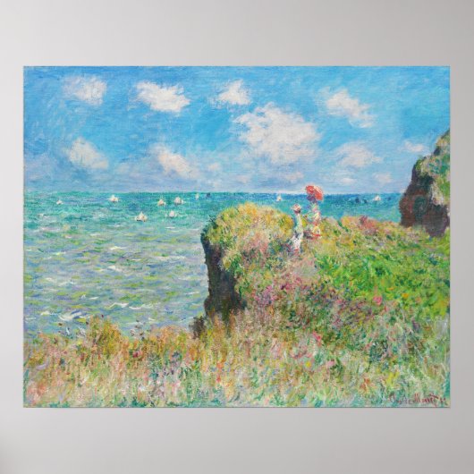 Poster Monet Cliff Walk à Pourville (Devant)