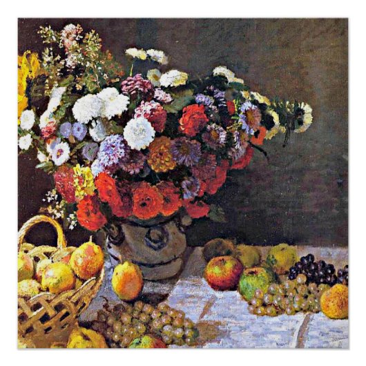 Poster Monet - Fleurs et fruits (Devant)