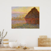 Poster Monet - Haystacks au coucher du soleil - Impressio (Cuisine)