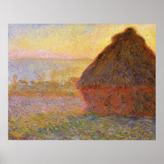 Poster Monet - Haystacks au coucher du soleil - Impressio (Devant)