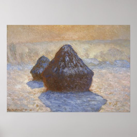 Poster Monet - Haystacks Effet Neige (Devant)