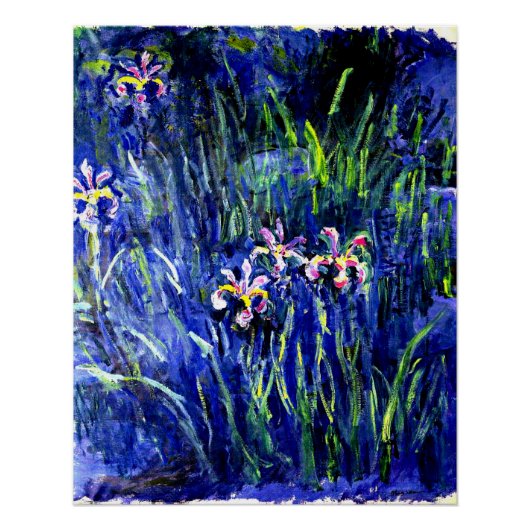 Poster Monet - Irises, célèbre peinture, (Devant)