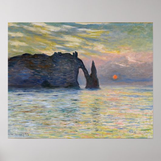 Poster Monet - Le Manneport, falaise à Etretat, coucher d (Devant)