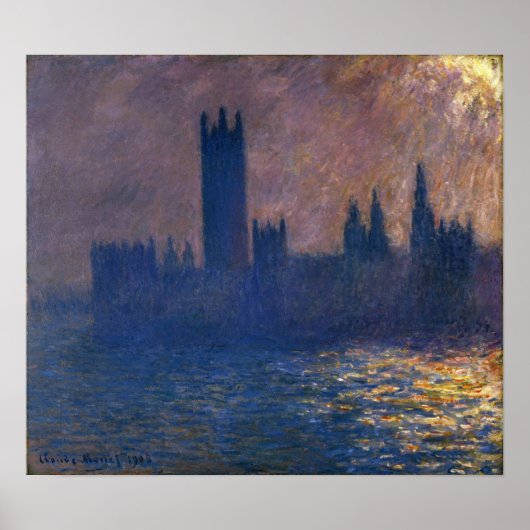 Poster Monet - Les Chambres du Parlement Effet de Soleil (Devant)