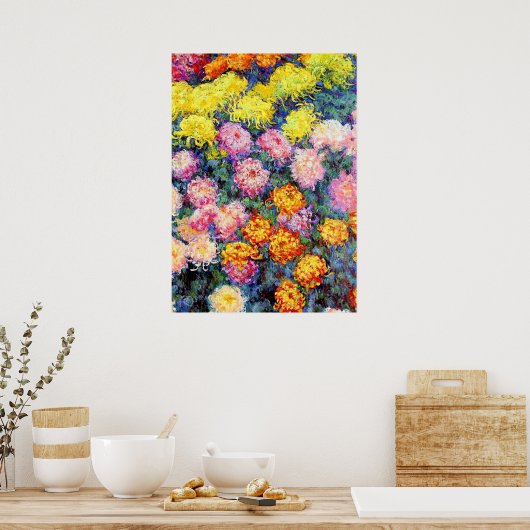 Poster Monet - Lit de Chrysanthèmes, (Cuisine)