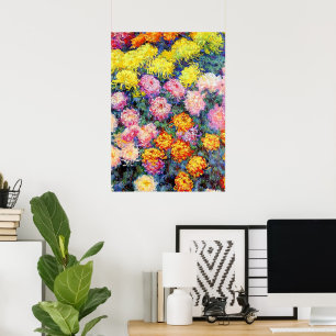 Poster Monet - Lit de Chrysanthèmes,