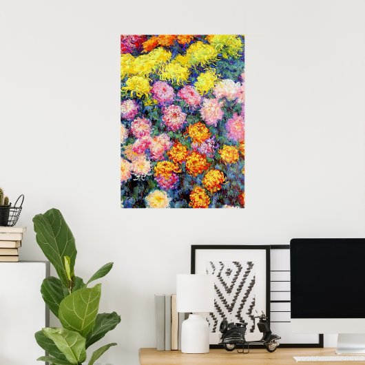 Poster Monet - Lit de Chrysanthèmes, (Bureau à domicile)