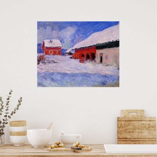 Poster Monet - Maisons rouges à Bjornegaard (Cuisine)
