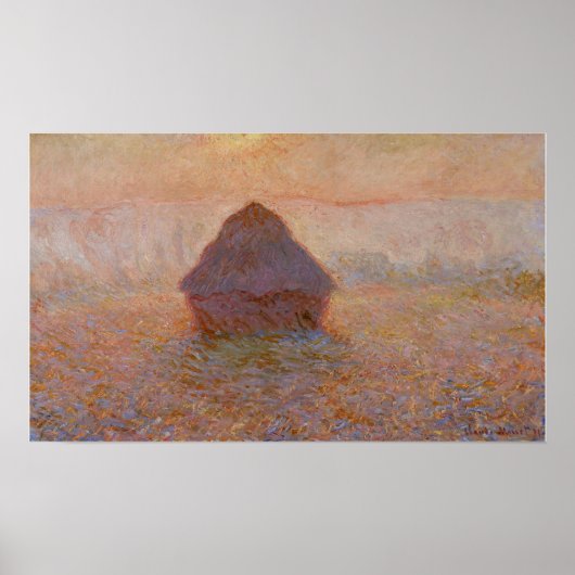 Poster Monet - Meule de foin, soleil dans la brume (Devant)