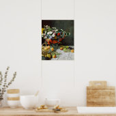 Poster Monet - Nature morte avec fleurs et fruits (Cuisine)
