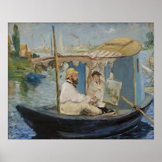 Poster Monet Peinture sur son Studio Boat par Manet (Devant)