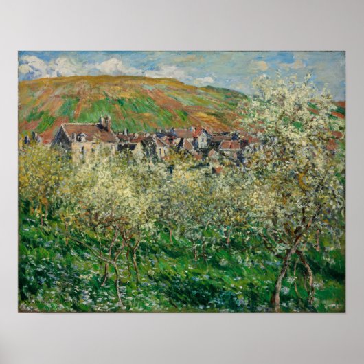 Poster Monet - Plum Trees à fleurs (Devant)