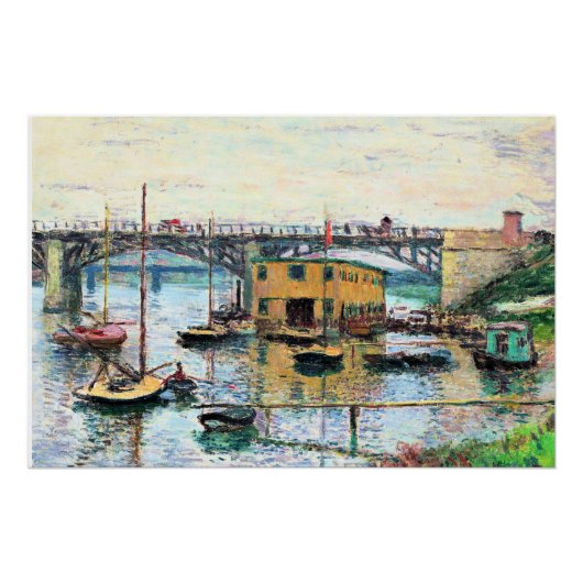 Poster Monet - Pont à Argenteuil le jour gris (Devant)