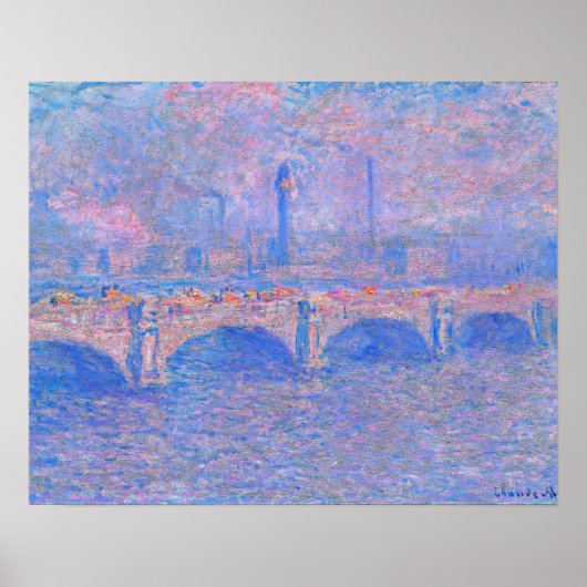 Poster Monet - pont Waterloo, effet de lumière du soleil, (Devant)
