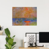 Poster Monet - pont Waterloo, soleil dans le brouillard (Bureau à domicile)
