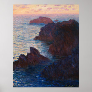 Poster Monet - Roches à Belle Ile Port Domois