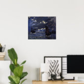 Poster Monet - Un paysage marin avec navires au clair de (Bureau à domicile)