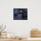 Poster Monet - Un paysage marin avec navires au clair de (Cuisine)