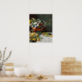 Poster Monet - Vie morte avec fleurs et fruits (Cuisine)