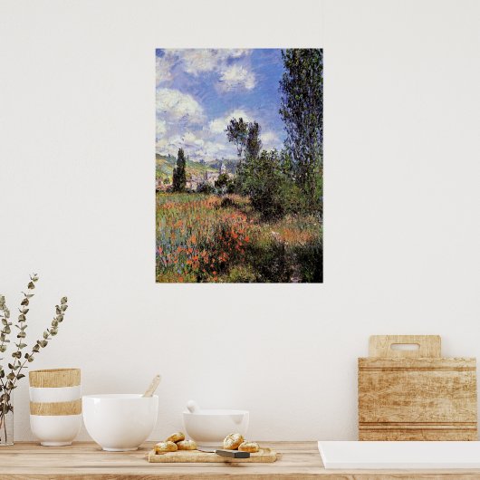 Poster Monet - Voie dans les champs de pavot (Cuisine)