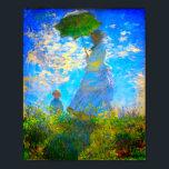 Poster Monet Woman with a Parasol<br><div class="desc">A family portrait poster featuring Claude Monet’s wife,  Camille,  holding a parasol,  and their son,  Jean,  taking a walk in a vibrant green field being blown by the wind on a summer’s day. A great Monet gift for fans of impressionism and French art.</div>